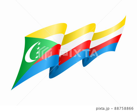 Comoros flag wavy abstract background. Vector illustration. Comoros flag wavy abstract background. Vector illustration. 88758866