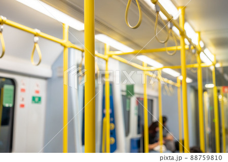 Close up the rubber - plastic cable hand holding in ariport rail link train. Close up the rubber - plastic cable hand holding in ariport rail link train. 88759810