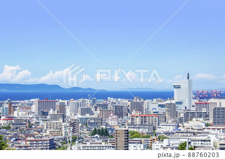 大分市街地と別府湾 88760203