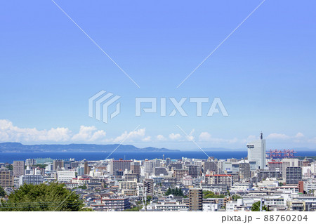 大分市街地と別府湾 大分市街地と別府湾 88760204
