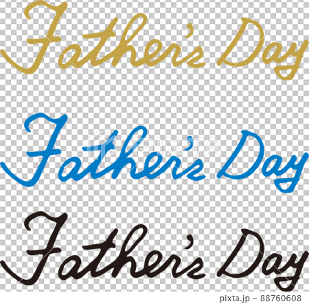 父の日　Father's Day　文字-筆記体-英語　手書き　セット　黒　ゴールド　青 88760608