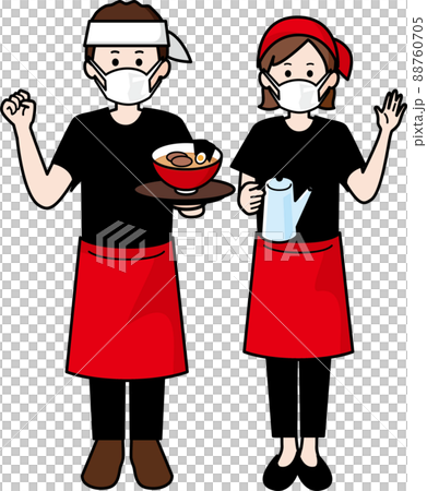 拉麵店工作人員戴口罩男女 88760705