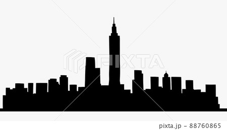 Modern cityscape skyline outline doodle drawing on white background. 88760865