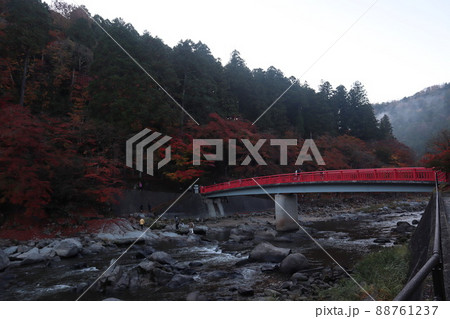 愛知県　豊田市　足助町　香嵐渓　紅葉狩り　紅葉 88761237