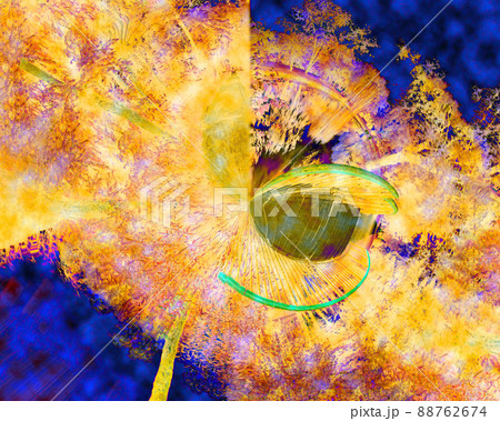 Circular panorama of forest and bridge in yellow and blue 88762674