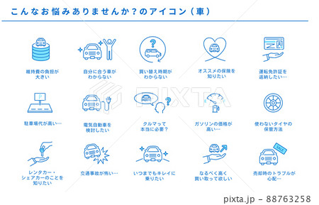 こんなお悩みありませんか？の車アイコンセット、ベクター 88763258