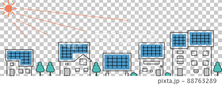 太陽能電池板城市景觀的插圖/矢量零件材料 太陽能電池板城市景觀的插圖/矢量零件材料 88763289