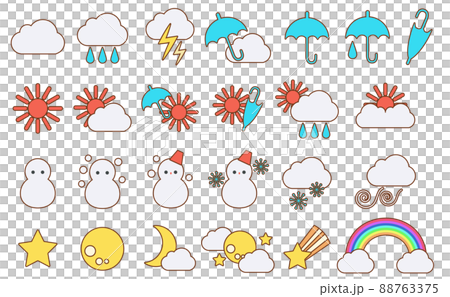 Weather forecast mark icon set 88763375
