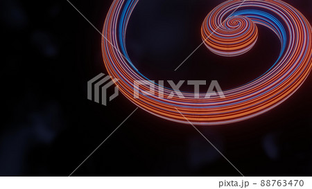 3d render of flash neon and light glowing on dark scene. Speed light tunnel through the city or urban. Technology internet of future network. Sci fiction of hyperspace interstellar travel. 88763470