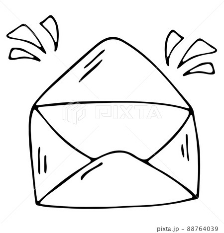 Doodle vector letter envelope. Hand drawn logo or icon with thin black line. 88764039