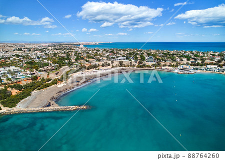 Aerial drone point of view Cabo Roig coastline. Spain 88764260