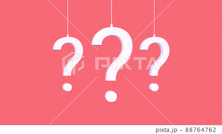 White Large Question mark minimalistic on pink background 3d render. 88764762