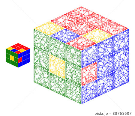 Network Mesh Puzzle Cube Icon Network Mesh Puzzle Cube Icon 88765607