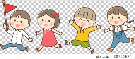 行進する子供達のイラスト素材