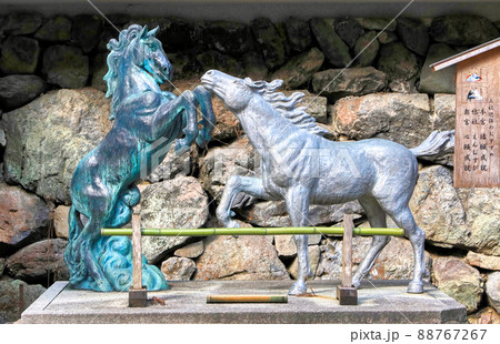京都、貴船神社の本宮の神馬 京都、貴船神社の本宮の神馬 88767267