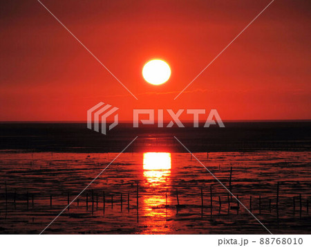 夕暮れ 夕日 夕焼け 88768010