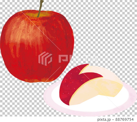 兔子蘋果蘋果兔子水果水果手繪水彩油畫可愛時尚插畫素材 88769754