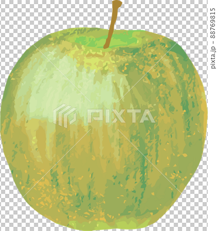 青りんご 林檎 果物 フルーツ 手描き 水彩 油絵 かわいい おしゃれ イラスト素材のイラスト素材