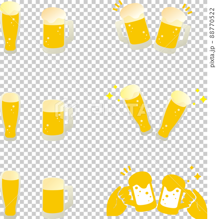 夏 ビール アイコン 絵文字 記号 マーク ピクトグラム ビジネス 飲食 シンプル イラストセットのイラスト素材