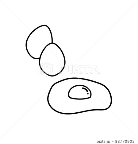 水玉子　オリジナルイラスト　モノクロ たまごのシンプル線画イラストのイラスト素材 [88770905] - PIXTA