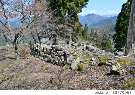 若桜鬼ヶ城の石垣と曲輪からの眺望 若桜鬼ヶ城の石垣と曲輪からの眺望 88770963