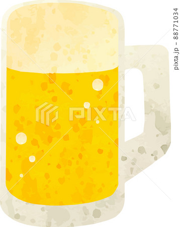 夏 ビール 生ビール お酒 ジョッキ 飲み物 水彩 手描き アナログタッチ イラスト素材のイラスト素材