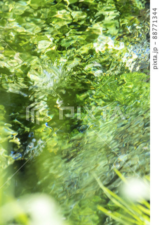 背景素材　水辺の新緑・清流・エコイメージ（大山 伯耆町） 88771344