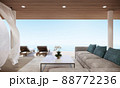 Modern Luxury Beach Villa Hotel with Ocean Sky view, 3D Rendering 88772236