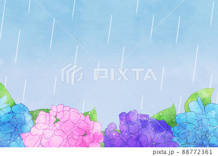 背景素材_水彩風_紫陽花 88772361