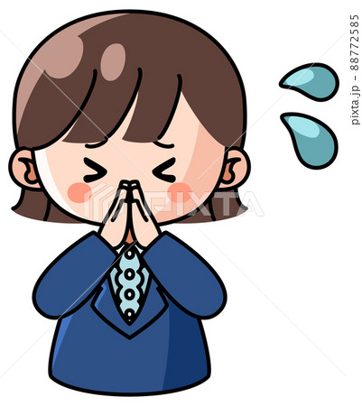 哀願 お願いするスーツ姿の女性のイラストのイラスト素材 哀願 お願いするスーツ姿の女性のイラストのイラスト素材