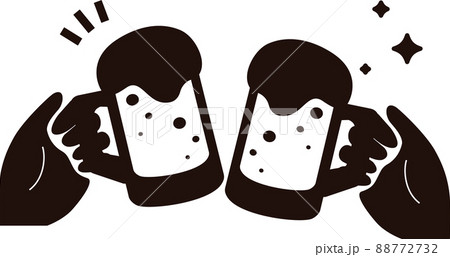 夏 ビール アイコン シルエット 切り絵 影絵 マーク 記号 シンプル 黒 モノクロ イラストのイラスト素材