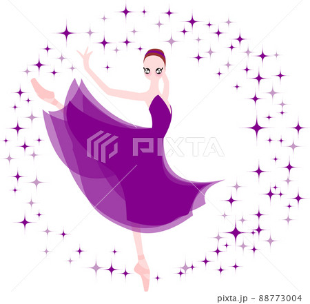 紫色の衣装のバレリーナ アモーレのイラスト素材