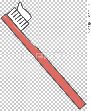 A simple toothbrush with toothpaste red 88774104