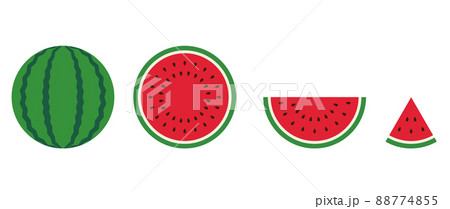 スイカのイラストアイコンセット スイカのイラストアイコンセット 88774855