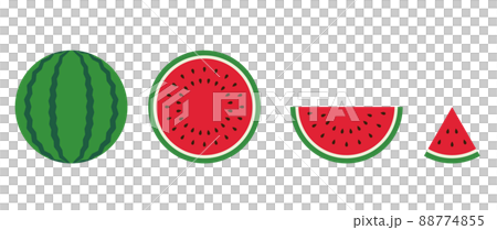 スイカのイラストアイコンセット スイカのイラストアイコンセット 88774855