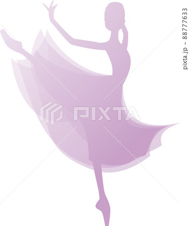薄紫色のグラデーションのシルエットのバレリーナ　アモーレ 88777633