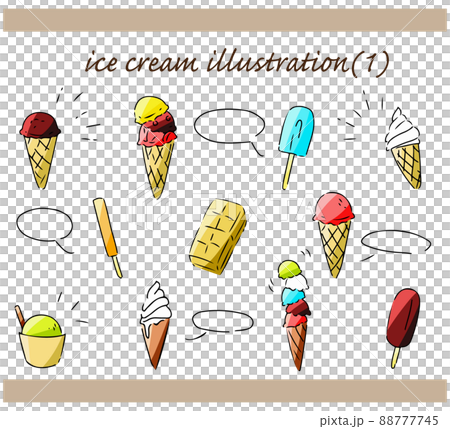 アイスクリームの手描きイラストセット 88777745