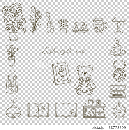 一個女人獨自生活的房間內部的美麗插圖 一個女人獨自生活的房間內部的美麗插圖 88778809