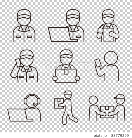 快遞簡單的線條畫圖標集/白色背景 88779299