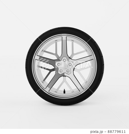 Car tyre or tire wheel on isolated white background. Transportation and vehicle accessories concept. 3D illustration rendering 88779611