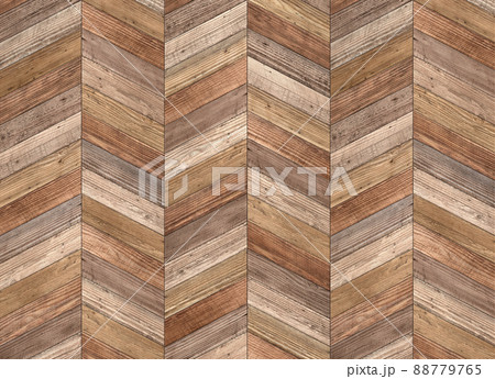 壁と床のウッドパターン、マルチカラーのフレンチヘリンボーン 88779765