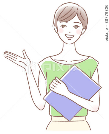 ファイルを持って説明する若い女性 88779806