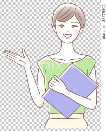 ファイルを持って説明する若い女性 88779806