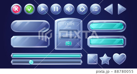 Glass game buttons, ui or ux menu panel elements 88780055