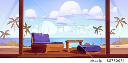 Tropical sea beach with wooden terrace 88780071