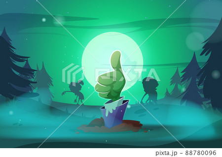 Creepy Halloween illustration with zombie 88780096