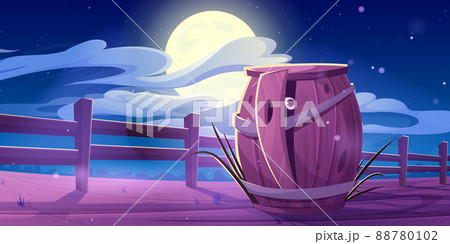 Eye look through the wooden barrel hole at night 88780102