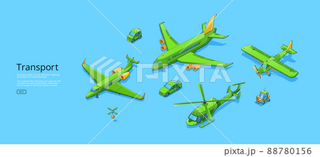 Transport poster with airplanes, helicopter, cars 88780156