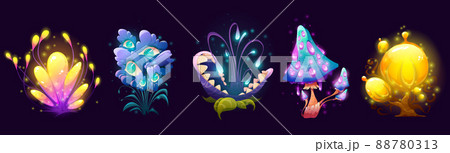 Fantasy mushrooms, flowers and trees, alien flora 88780313