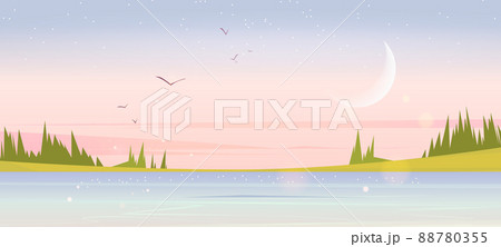 Early morning summer nature landscape, dawn scene Early morning summer nature landscape, dawn scene 88780355